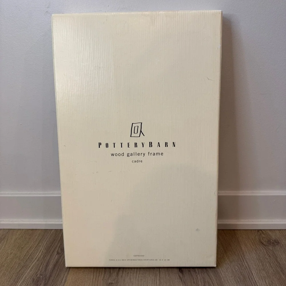 Pottery Barn Wood Gallery Frame Espresso 3 Opening 4x6 Collage Picture Frame NEW